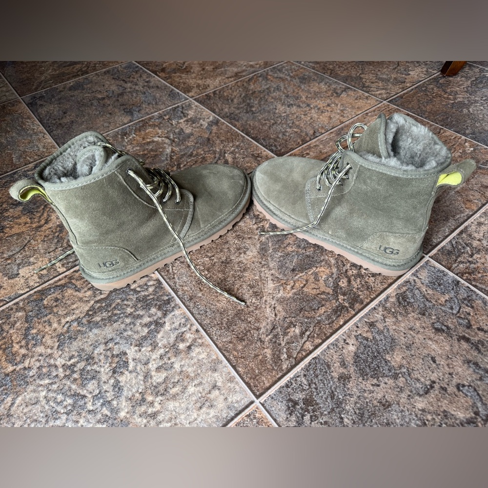 UGG Neumel High Pull On Shoe Lace Tie Up Boots- Green, Women’s Size 9